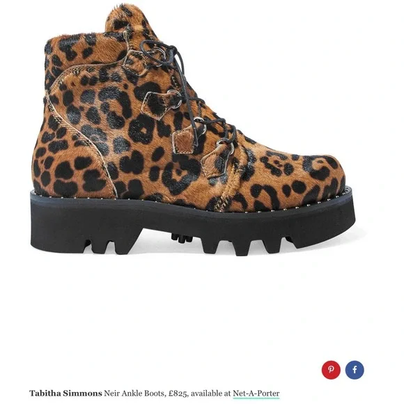 Tabitha Simmons Neir Leopard Ponyhair Vibram Sole Combat Boots 37